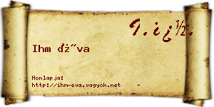 Ihm Éva névjegykártya